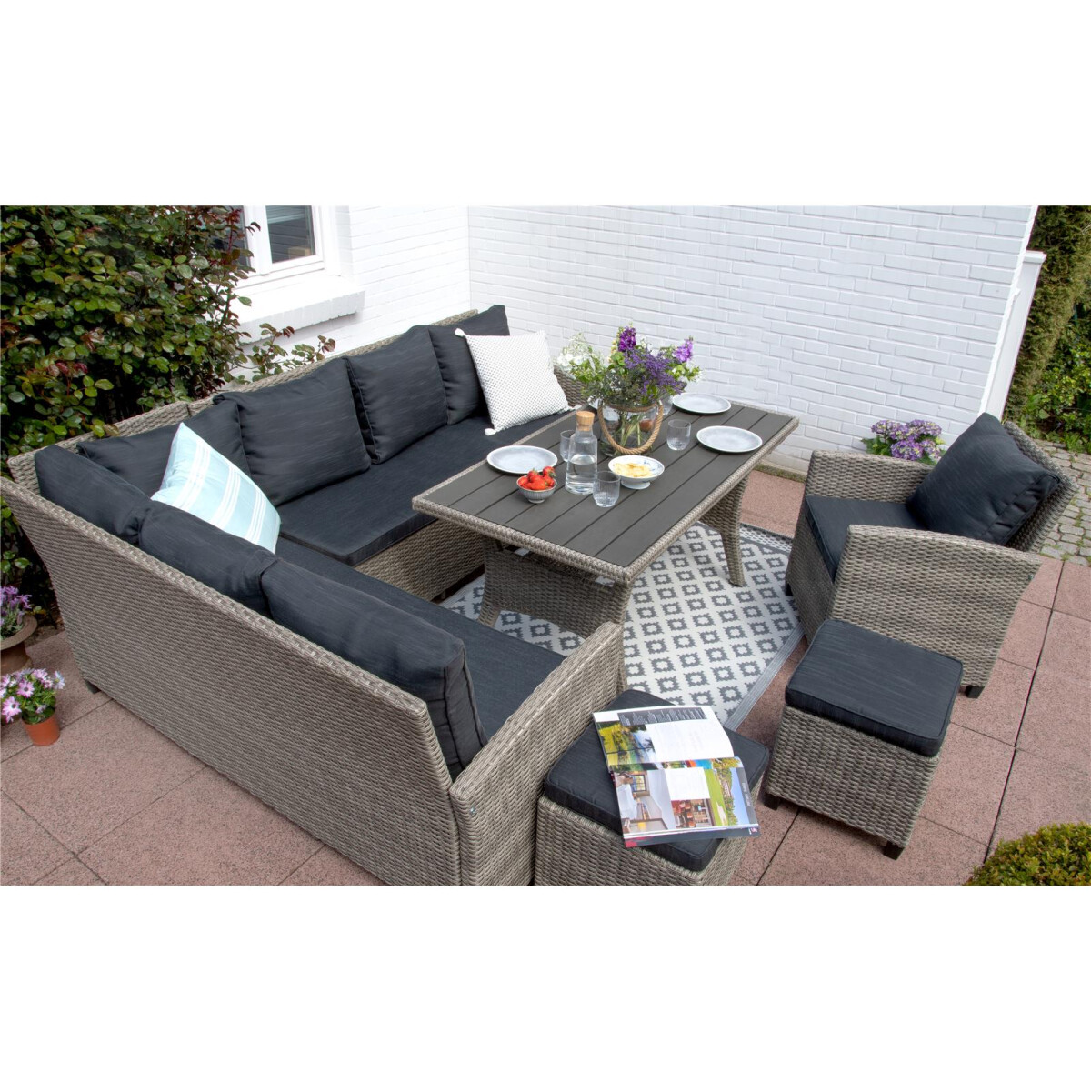 »Alpina« Dininglounge Set, Polyrattan, grau,...