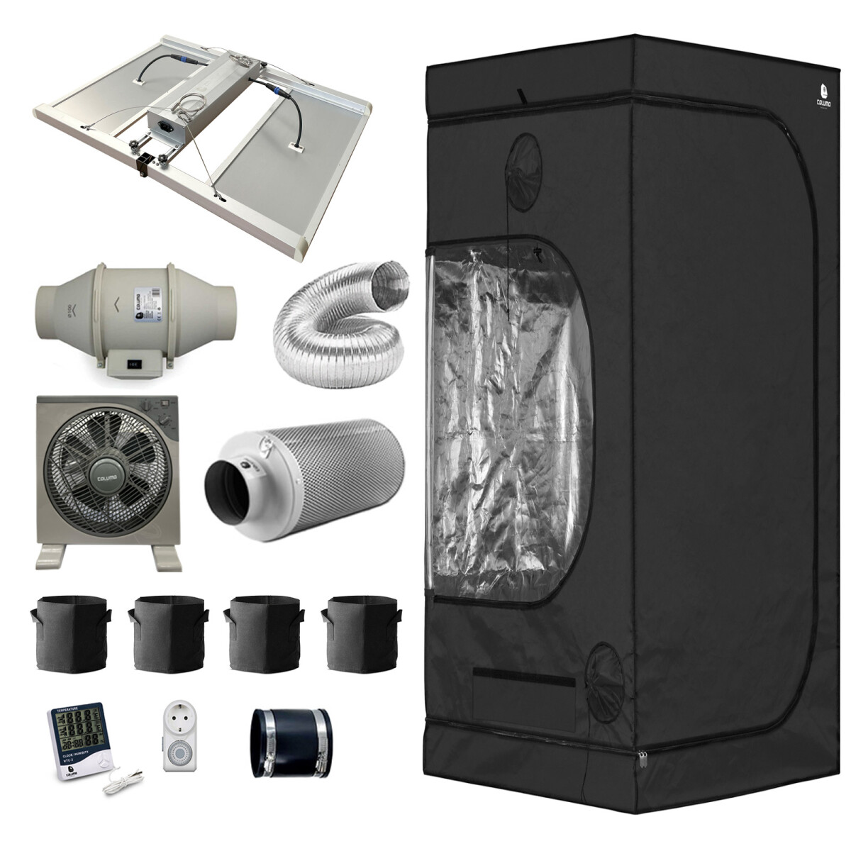 Growbox Komplett Set Deluxe XL - für 4 Pflanzen,...