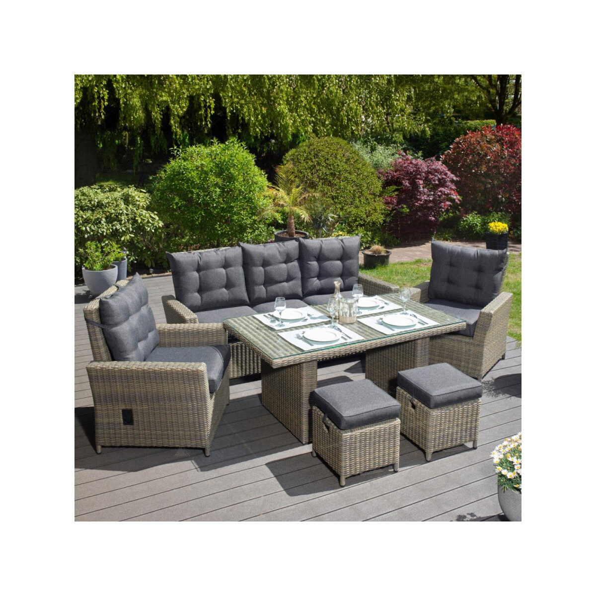 »Asti« Dininglounge, Polyrattan, braun,...